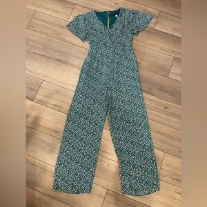 Blue Rain Teal Floral Jumpsuit - Size Small